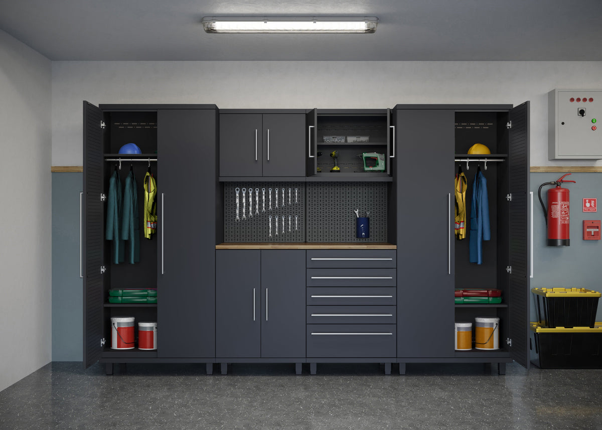 Prestige Series 8pc Cabinets Set with Tool Drawers, Wall Cabinets and 36" Lockers