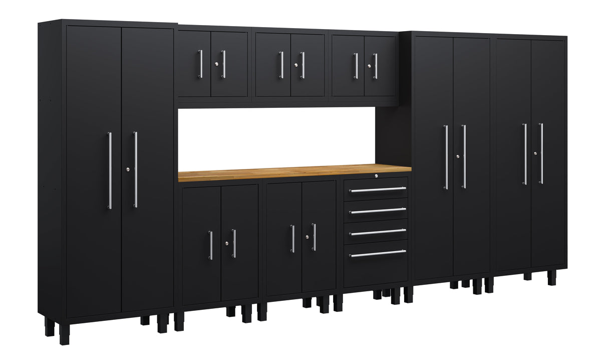 Core Plus Series 10pc Cabinet Set with Base Cabinets, Tool Drawer, Wall Cabinets and 30" Lockers
