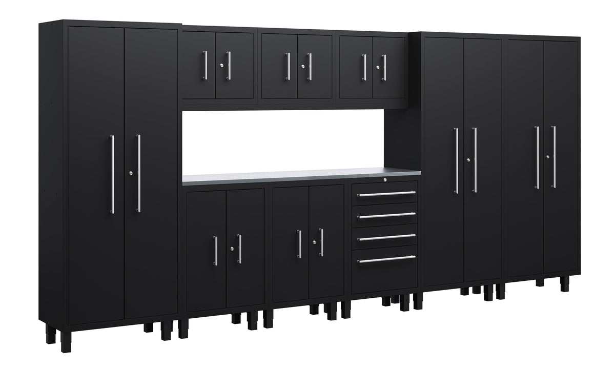 Core Plus Series 10pc Cabinet Set with Base Cabinets, Tool Drawer, Wall Cabinets and 30" Lockers
