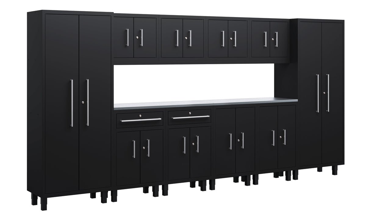 Core Plus Series 12pc Cabinet Set with Base, Split Cabinets, Wall Cabinets and 30" Lockers
