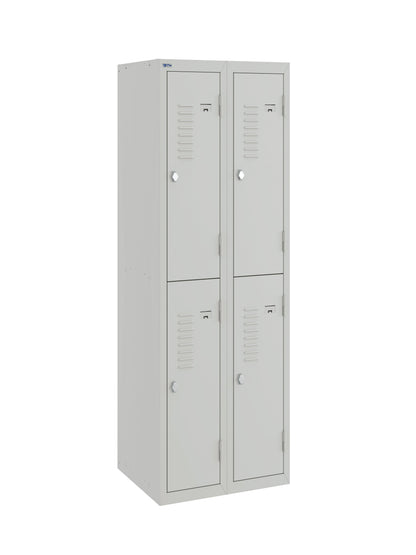 BDS Double Unit Locker 2 - Tier Flat Pack - Main (1) and Add-on (1) Unit - Light Gray