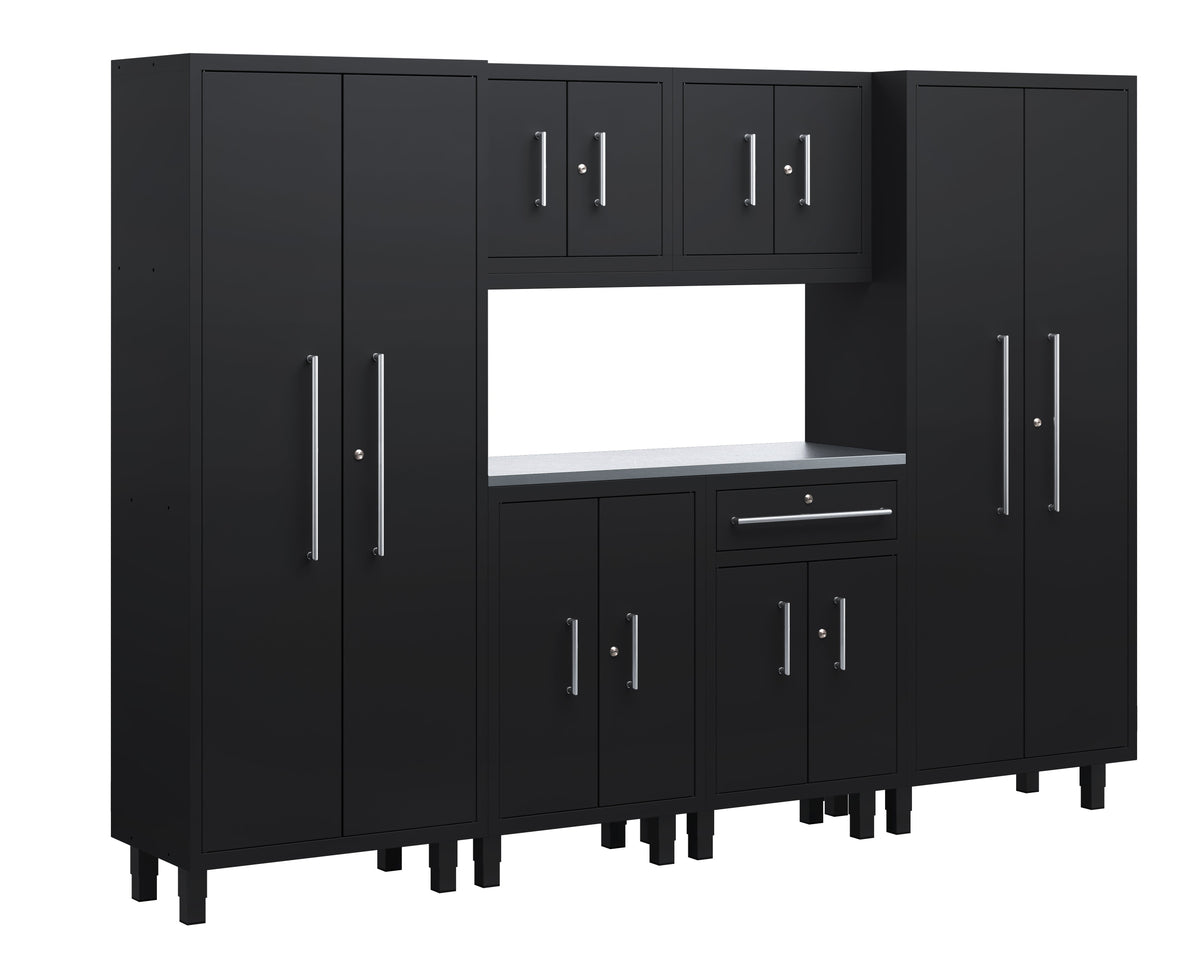 Core Plus Series 7pc Cabinet Set with Base, Split, Wall Cabinets and 30" Lockers