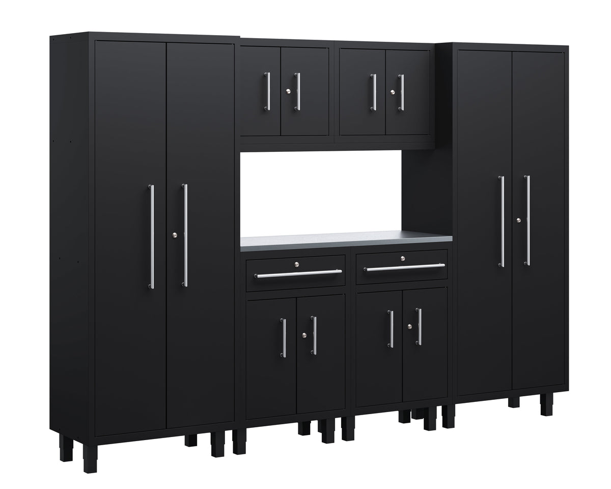 Core Plus Series 7pc Cabinet Set with Split Cabinets, Wall Cabinets and 30" Lockers