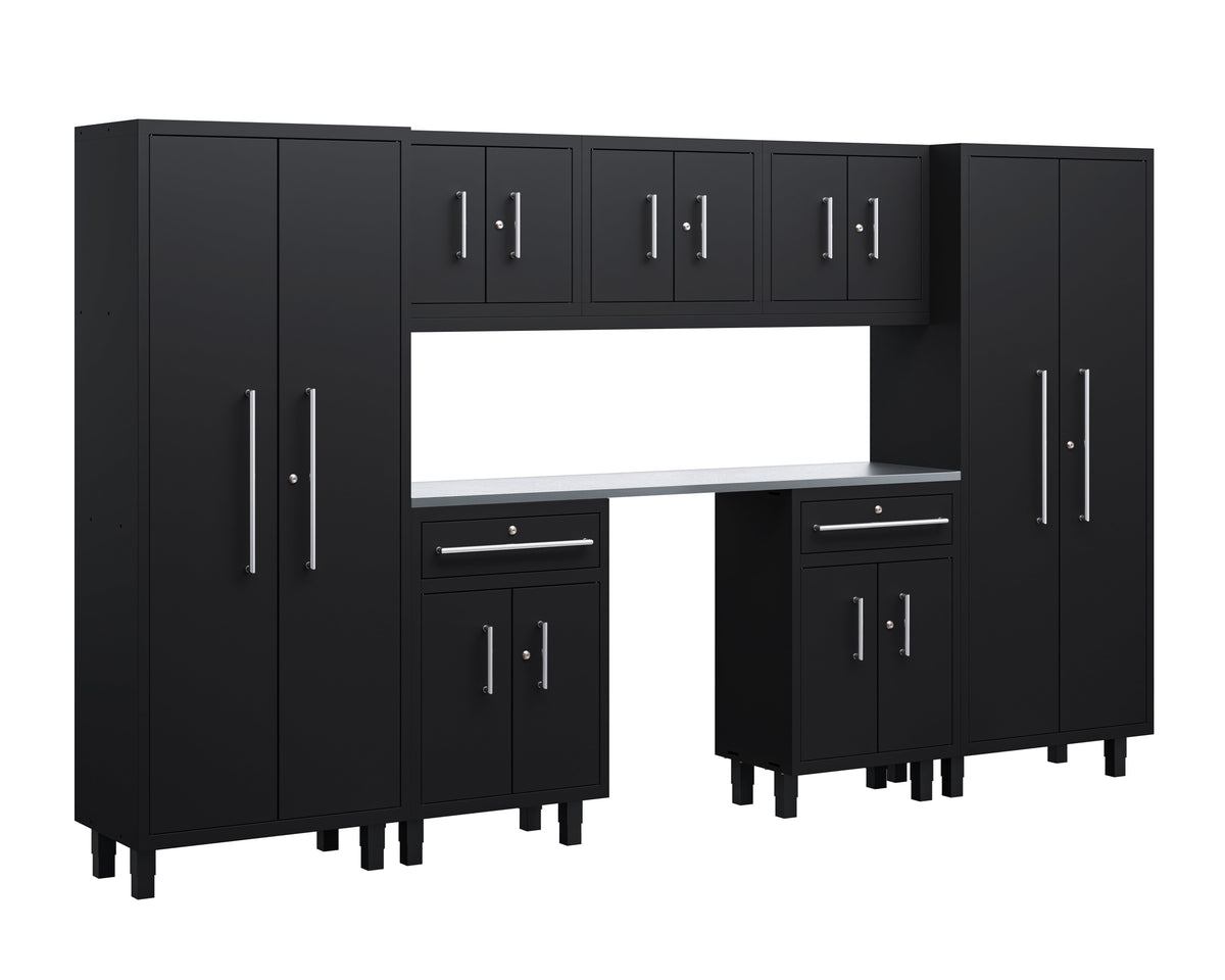 Core Plus Series 8pc Cabinets Set with Split Cabinets, Wall Cabinets and 30" Lockers