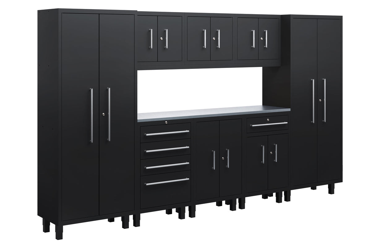 Core Plus Series 9pc Cabinet Set with Base, Tool Drawer, Split, Wall Cabinets and 30" Lockers