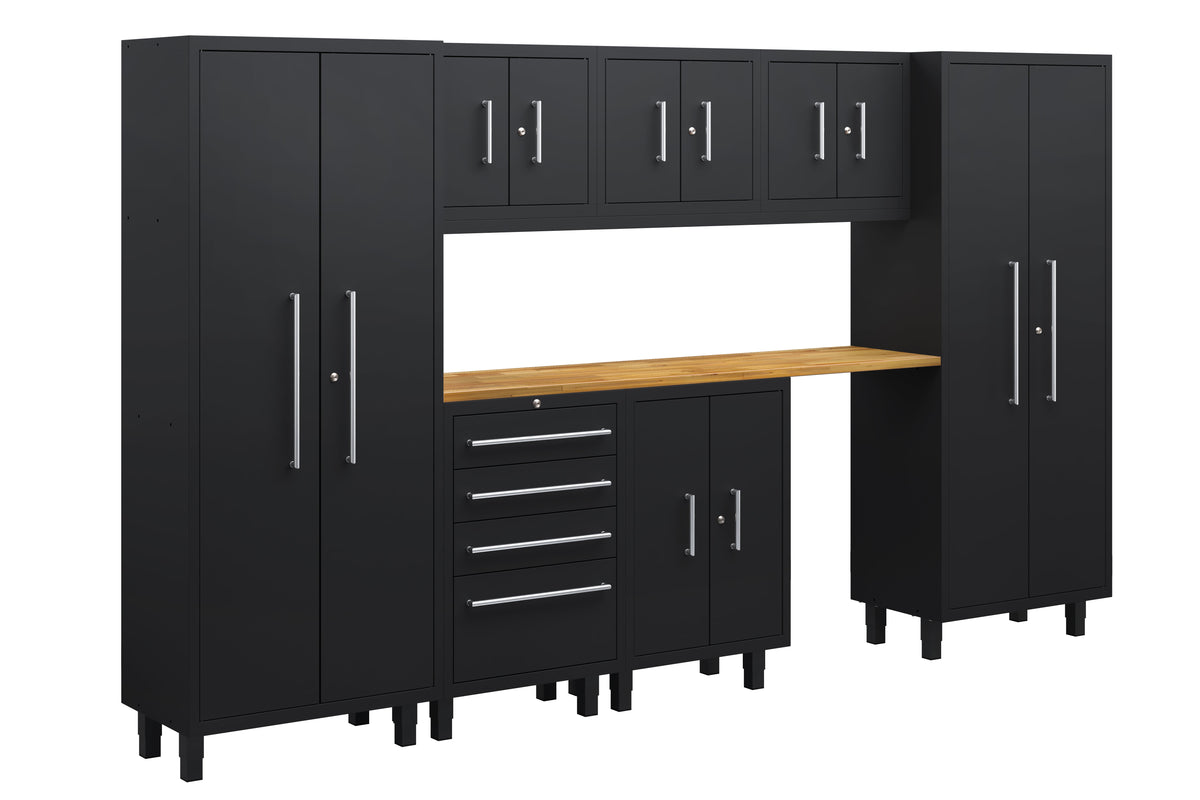 Core Plus Series 8pc Cabinets Set with Base, Tool Drawers, Wall Cabinets and 30" Lockers