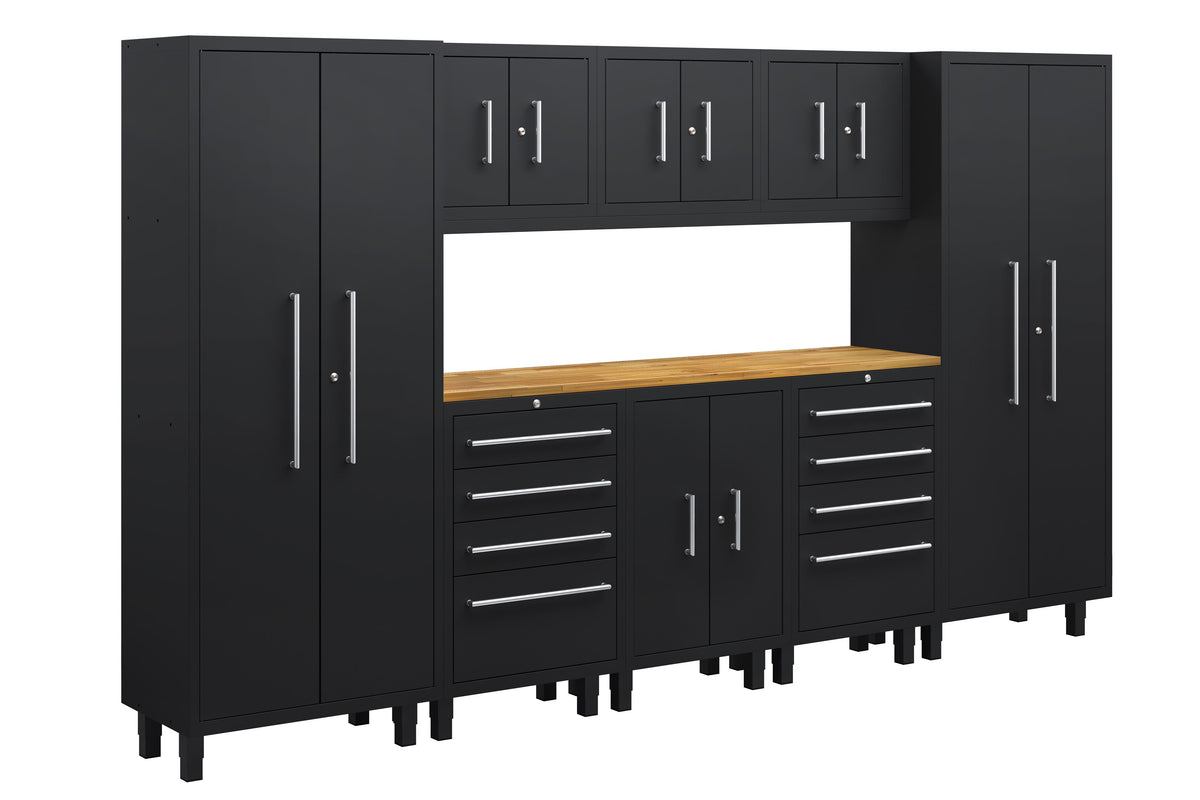 Core Plus Series 9pc Cabinet Set with Base, 2 Tool Drawers, Wall Cabinets and 30" Lockers