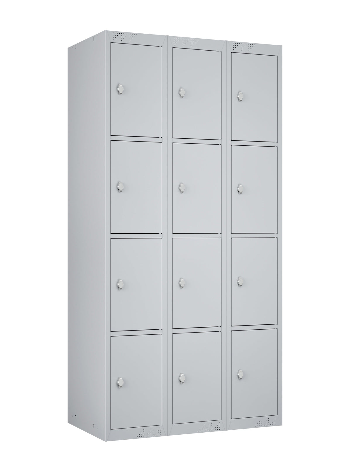 KDK Triple Unit Locker 4 - Tier Flat Pack - Main Unit (1) and Add-on (2) Unit - Light Grey