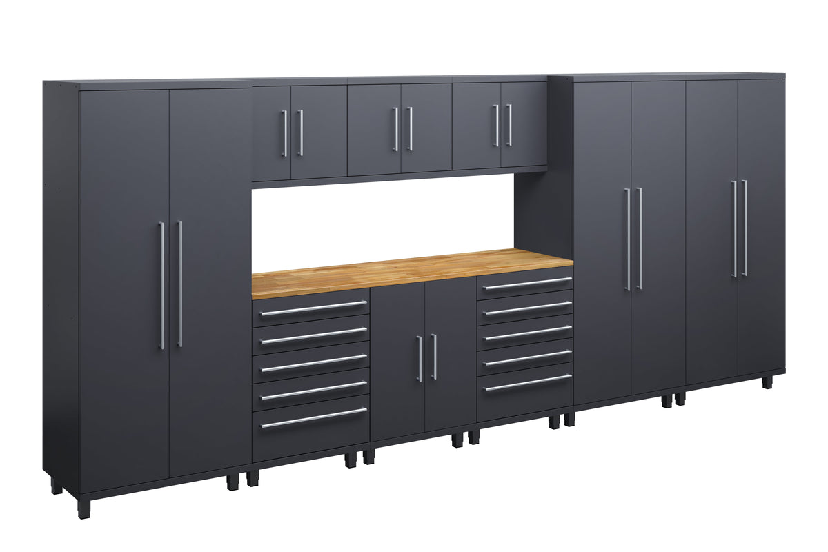 Prestige Series 10pc Cabinet Set with Base, Tool Drawers, Wall Cabinets and 36" Lockers
