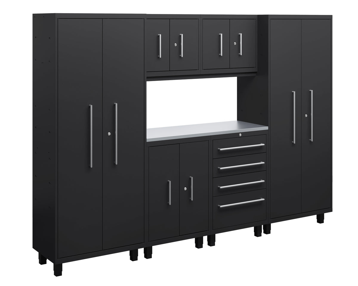 Core Plus Series 7pc Cabinet Set with Base, Tool Drawers, Wall Cabinets and 30" Lockers