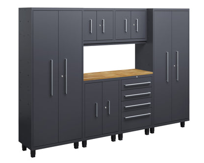 Core Plus Series 7pc Cabinet Set with Base, Tool Drawers, Wall Cabinets and 30" Lockers