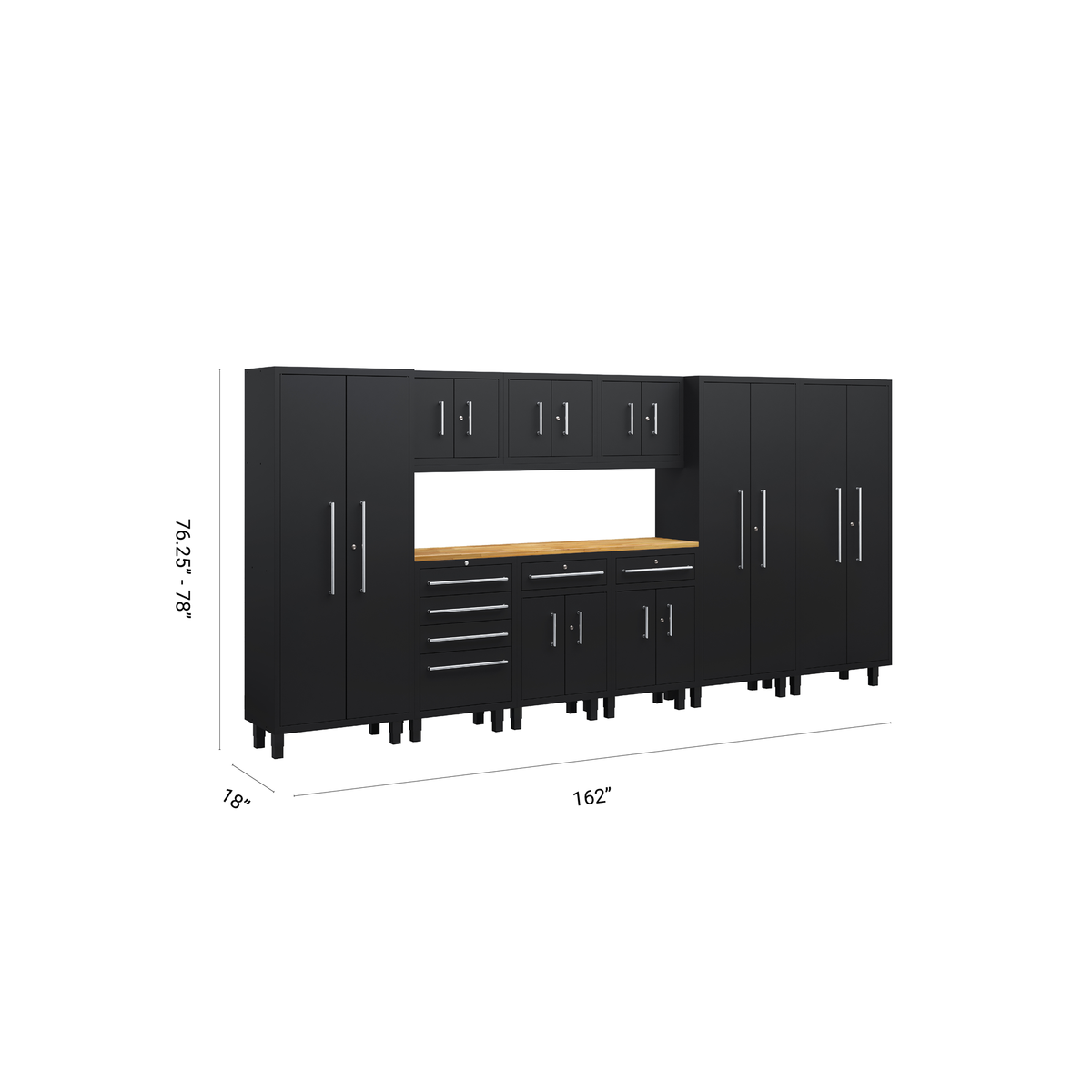 Core Plus Series 10pc Cabinet Set with Base, Split, Tool Drawers, Wall Cabinets and 30" Lockers