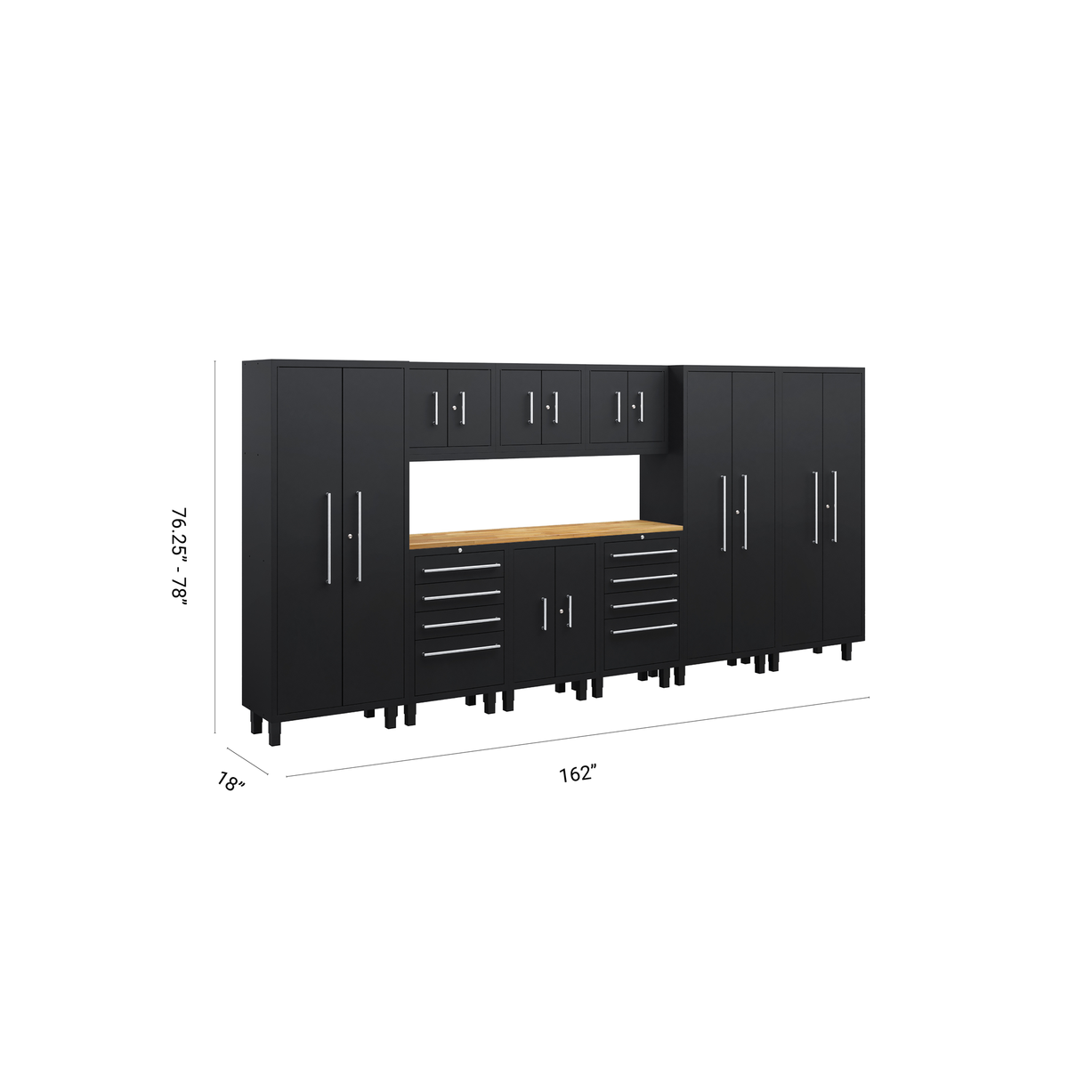Core Plus Series 10pc cabinet set with Base, Tool Drawers, Wall and 30" Locker Cabinets