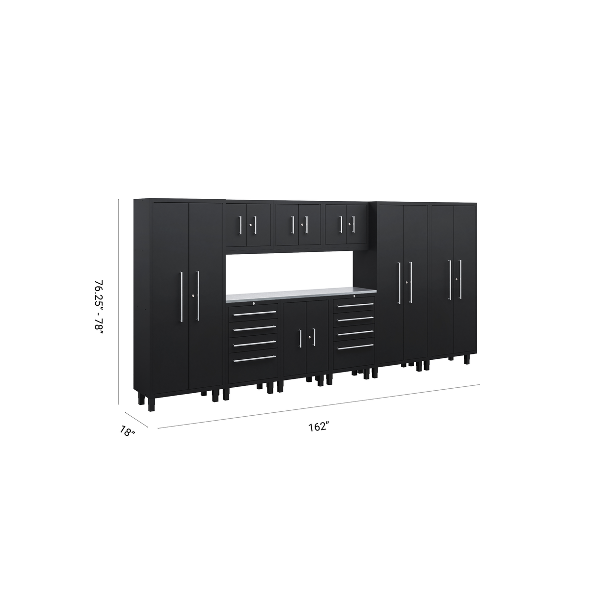 Core Plus Series 10pc cabinet set with Base, Tool Drawers, Wall and 30" Locker Cabinets
