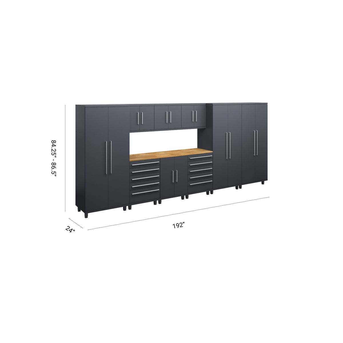 Prestige Series 10pc Cabinet Set with Base, Tool Drawers, Wall Cabinets and 36" Lockers