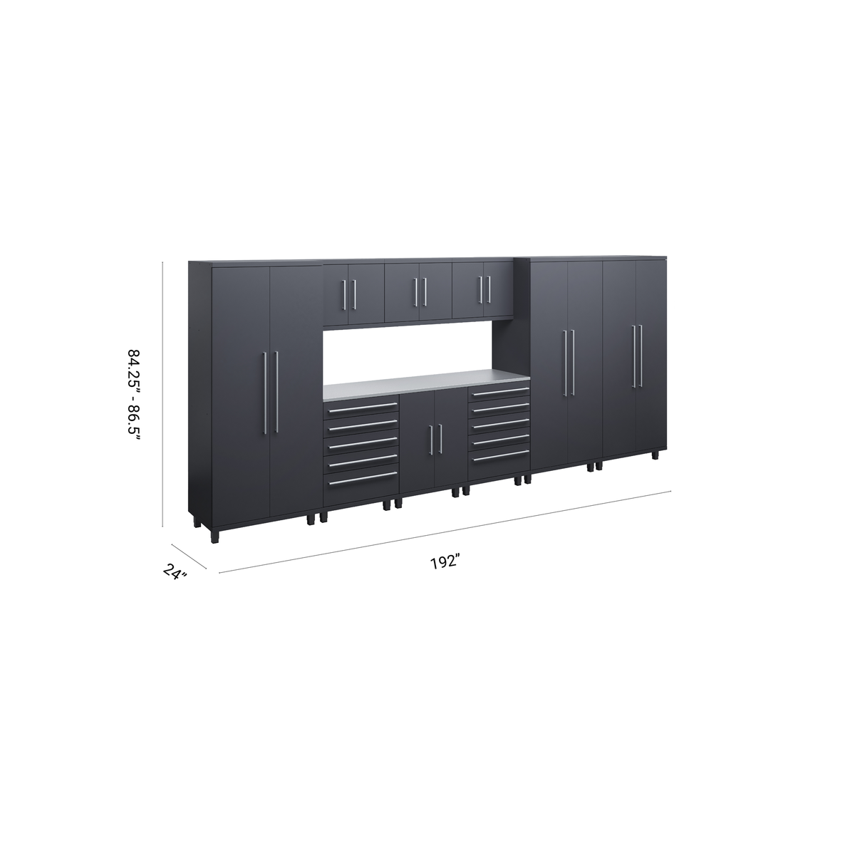 Prestige Series 10pc Cabinet Set with Base, Tool Drawers, Wall Cabinets and 36" Lockers