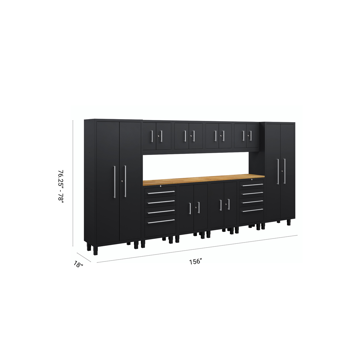 Core Plus Series 12pc Cabinet Set with Base, Tool Drawers, Wall Cabinets and 30" Lockers