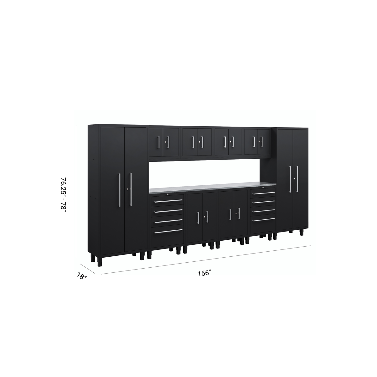 Core Plus Series 12pc Cabinet Set with Base, Tool Drawers, Wall Cabinets and 30" Lockers