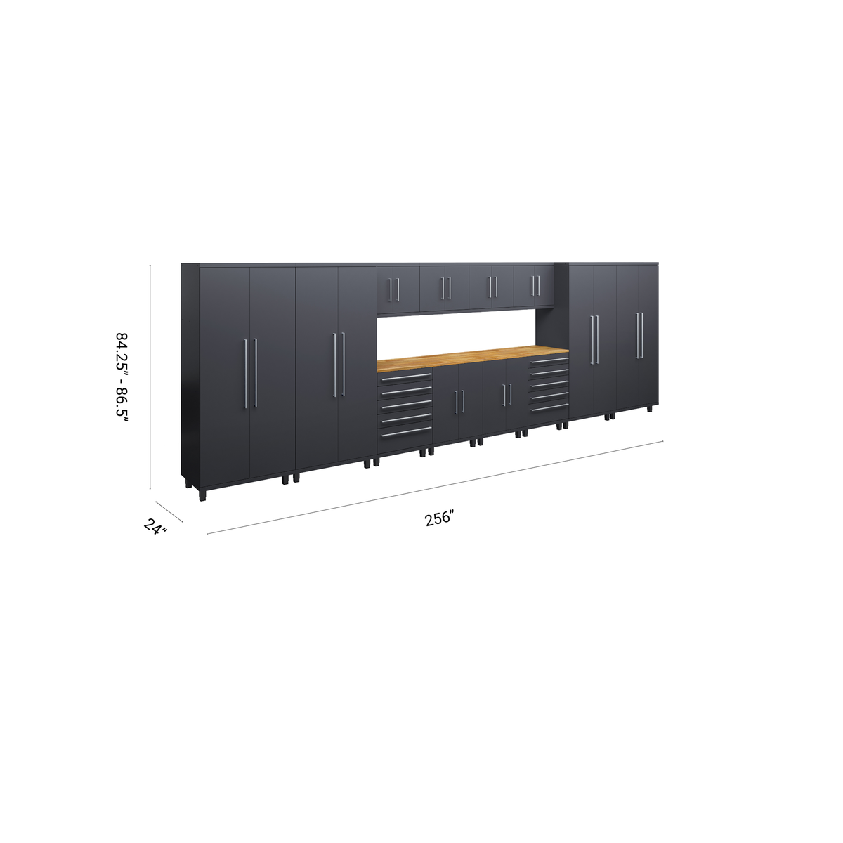 Prestige Series 14pc Cabinet Set with Base, Tool Drawers, Wall Cabinets and 36" Lockers