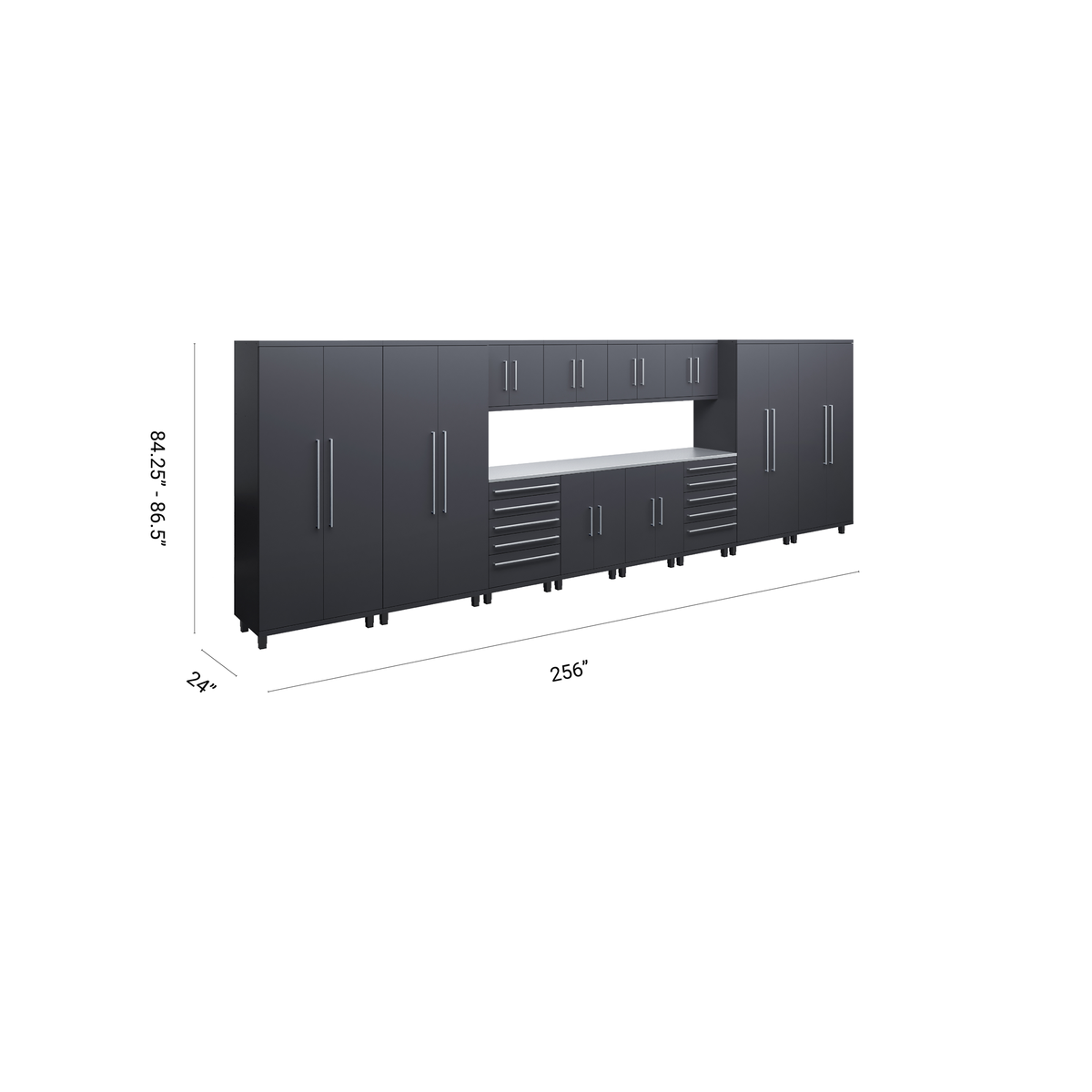 Prestige Series 14pc Cabinet Set with Base, Tool Drawers, Wall Cabinets and 36" Lockers