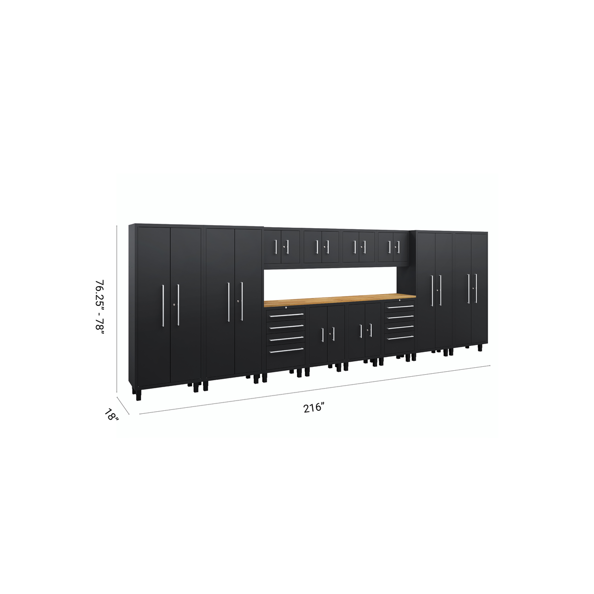 Core Plus Series 14pc Cabinet Set with Base, Tool Drawers, Wall Cabinets and 30" Lockers