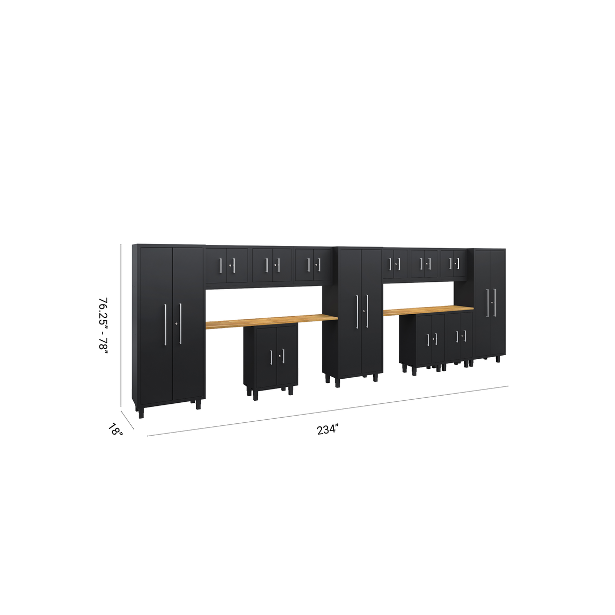 Core Plus Series 14pc Cabinet Set with Base, Wall Cabinets and 30" Lockers
