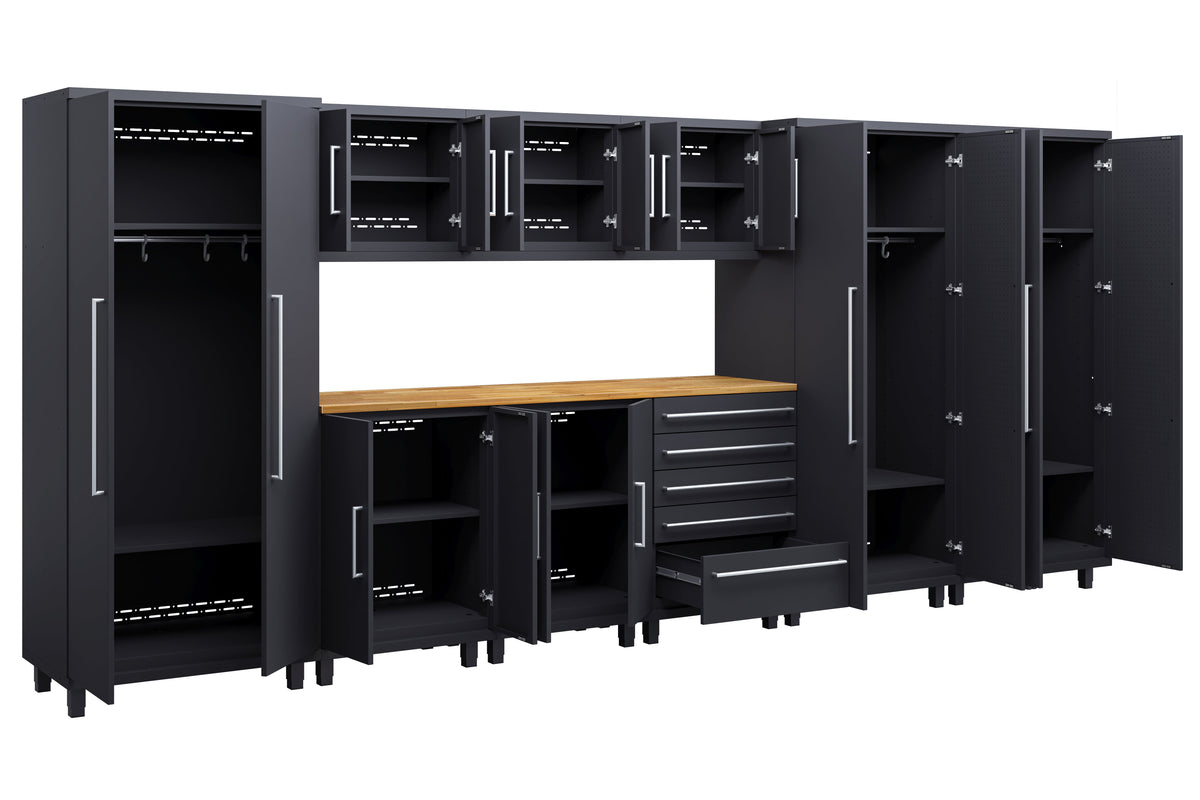 Prestige Series 10pc Cabinet Set with Bases, Tool Drawer, Wall Cabinets and 36" Lockers
