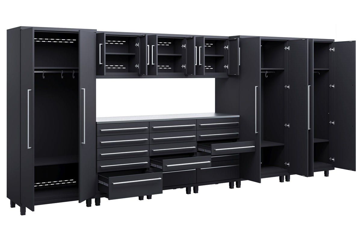 Prestige Series 10pc Cabinet Set with Tool Drawers, Wall Cabinets and 36" Lockers