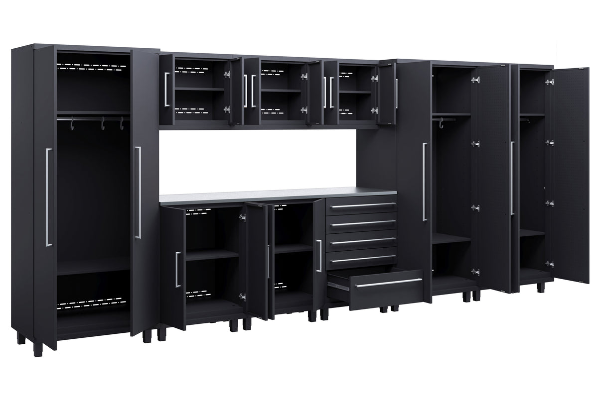Prestige Series 10pc Cabinet Set with Bases, Tool Drawer, Wall Cabinets and 36" Lockers