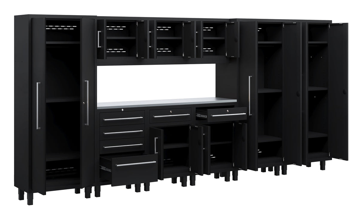 Core Plus Series 10pc Cabinet Set with Base, Split, Tool Drawers, Wall Cabinets and 30" Lockers