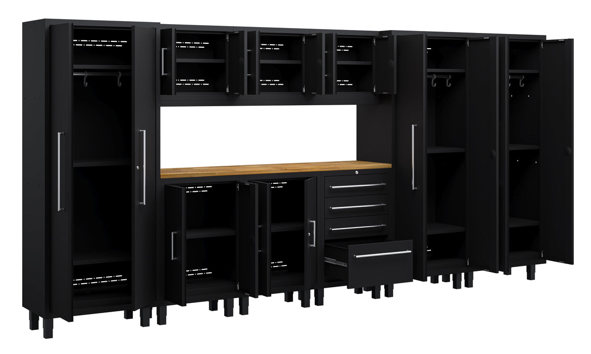 Core Plus Series 10pc Cabinet Set with Base Cabinets, Tool Drawer, Wall Cabinets and 30" Lockers