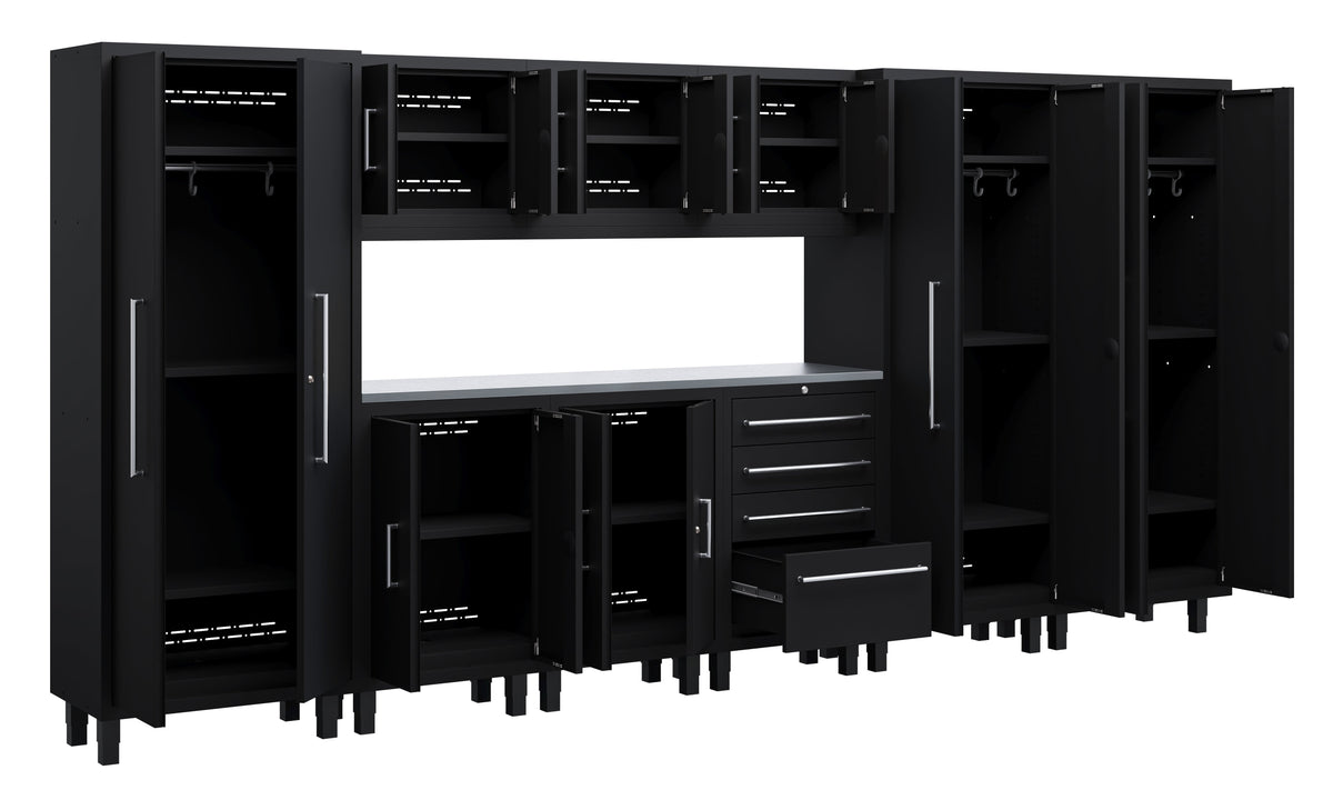 Core Plus Series 10pc Cabinet Set with Base Cabinets, Tool Drawer, Wall Cabinets and 30" Lockers