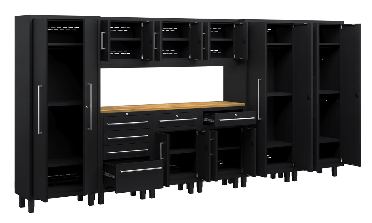 Core Plus Series 10pc Cabinet Set with Base, Split, Tool Drawers, Wall Cabinets and 30" Lockers