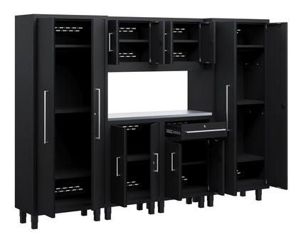 Core Plus Series 7pc Cabinet Set with Base, Split, Wall Cabinets and 30" Lockers