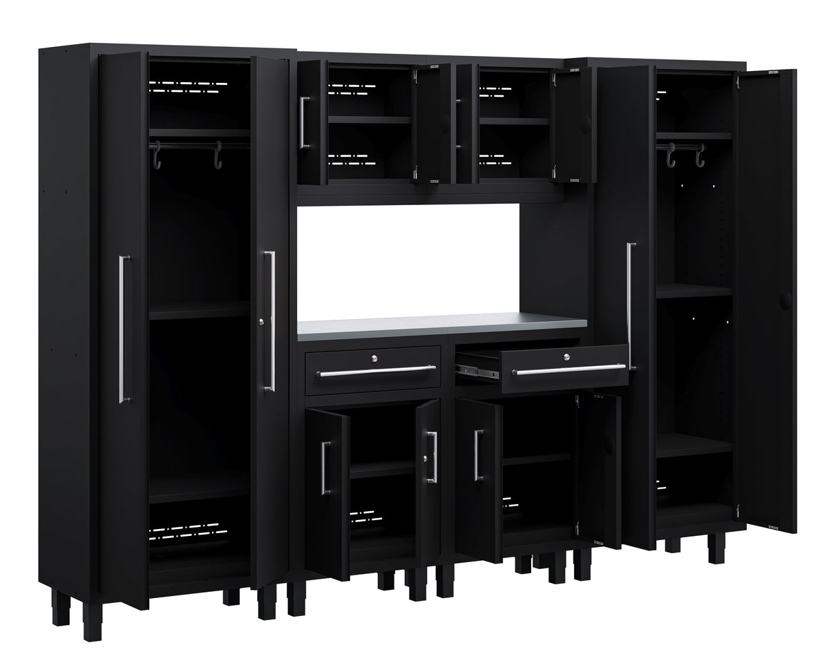 Core Plus Series 7pc Cabinet Set with Split Cabinets, Wall Cabinets and 30" Lockers