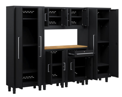 Core Plus Series 7pc Cabinet Set with Base, Split, Wall Cabinets and 30" Lockers