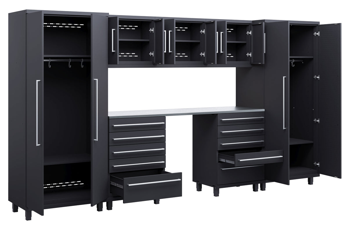 Prestige Series 8pc Cabinets Set with Tool Drawers, Wall Cabinets and 36" Lockers
