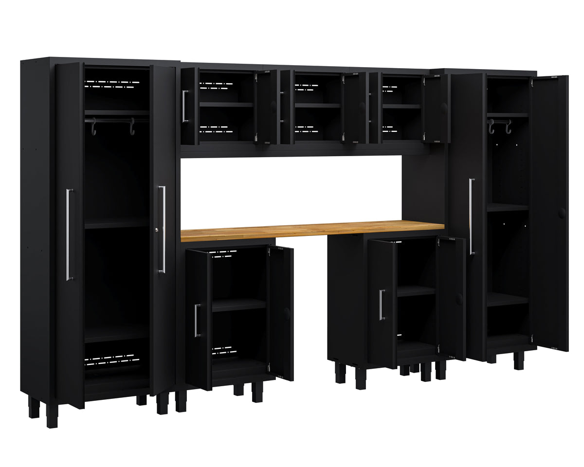 Core Plus Series 8pc Cabinets Set with Base, and Wall Cabinets with 30" Lockers