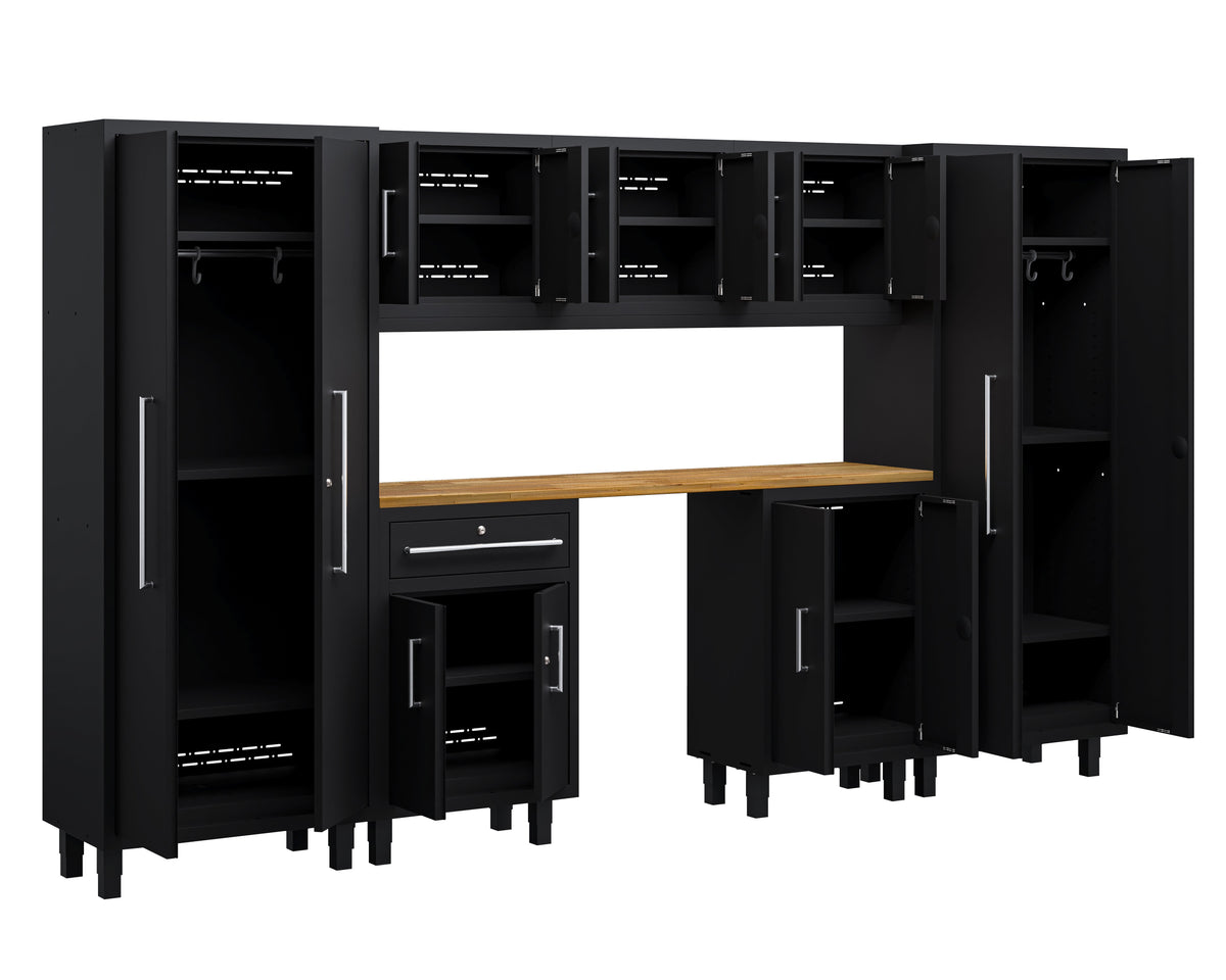 Core Plus Series 8pc Cabinets Set with Split, Base, and Wall Cabinets with 30" Lockers