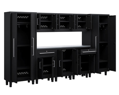 Core Plus Series 9pc Cabinet Set with Base, 2 Split Cabinets, Wall Cabinets and 30" Lockers