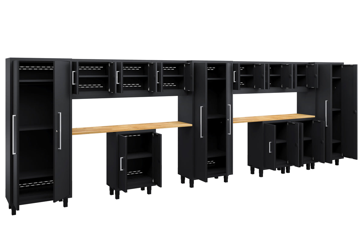 Core Plus Series 14pc Cabinet Set with Base, Wall Cabinets and 30" Lockers