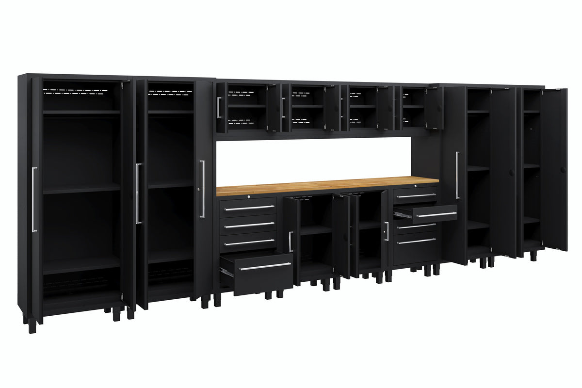 Core Plus Series 14pc Cabinet Set with Base, Tool Drawers, Wall Cabinets and 30" Lockers