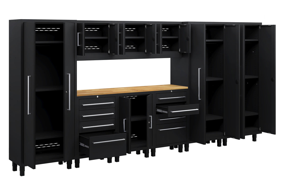 Core Plus Series 10pc cabinet set with Base, Tool Drawers, Wall and 30" Locker Cabinets