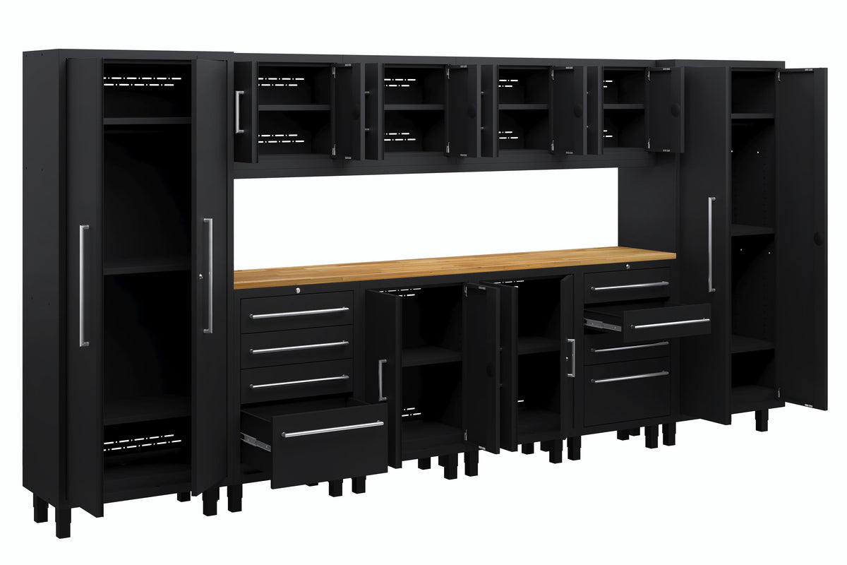 Core Plus Series 12pc Cabinet Set with Base, Tool Drawers, Wall Cabinets and 30" Lockers