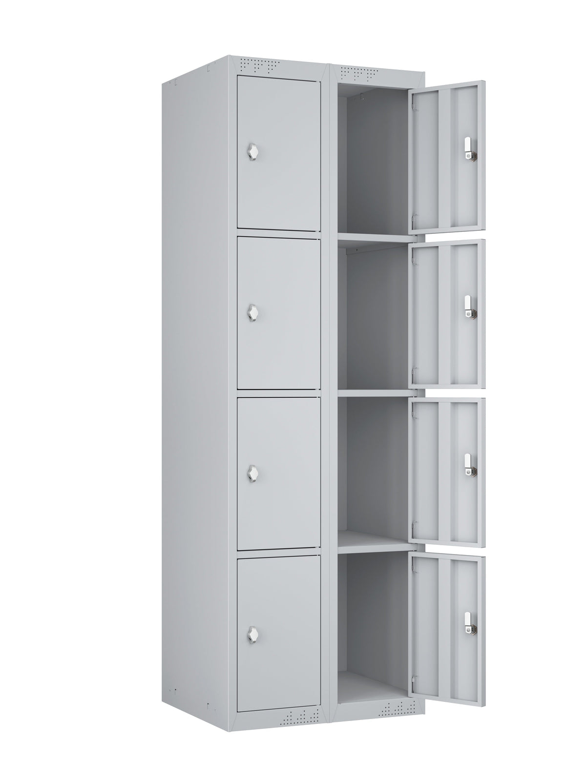 KDK Double Unit Locker 4-Tier Flat Pack - Main (1) and Add-on (1) Unit - Light Gray