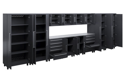 Prestige Series 14pc Cabinet Set with Base, Tool Drawers, Wall Cabinets and 36" Lockers