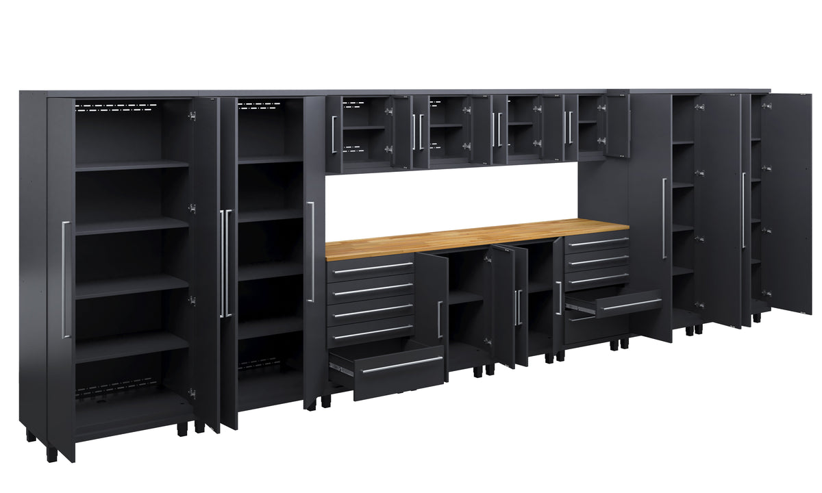 Prestige Series 14pc Cabinet Set with Base, Tool Drawers, Wall Cabinets and 36" Lockers