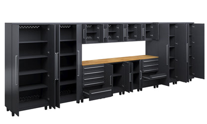 Prestige Series 14pc Cabinet Set with Base, Tool Drawers, Wall Cabinets and 36" Lockers