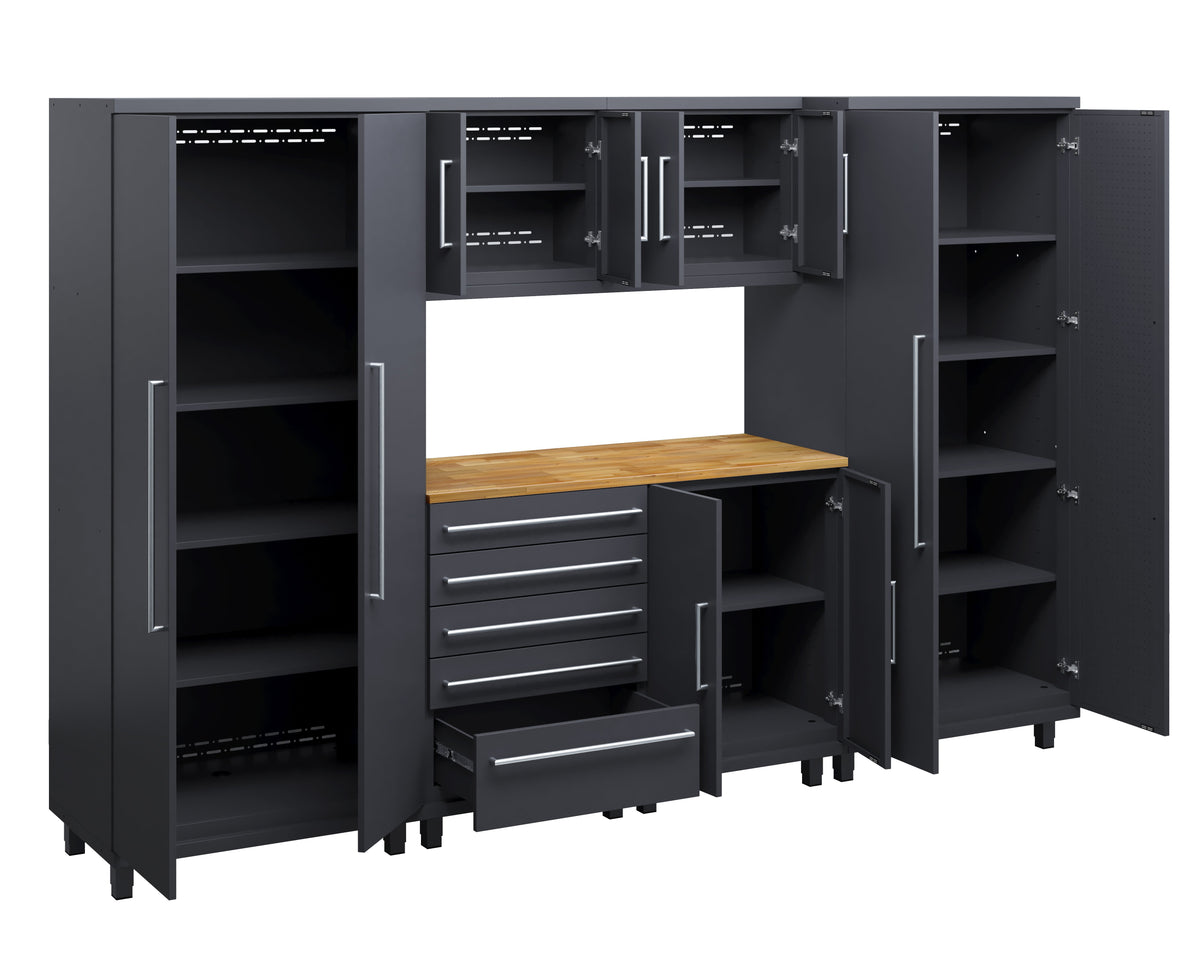 Prestige Series 7pc Cabinet Set with Base, Tool Drawers, Wall Cabinets and 36" Lockers