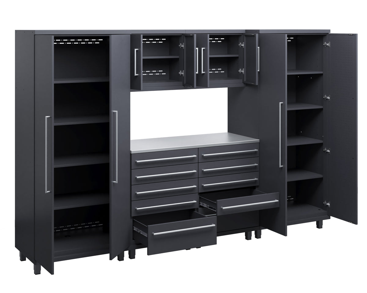 Prestige Series 7pc Cabinet Set with Tool Drawers, Wall Cabinets and 36" Lockers